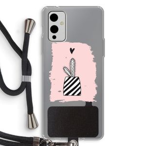 Zwart-wit cactus: OnePlus 9 Transparant Hoesje met koord