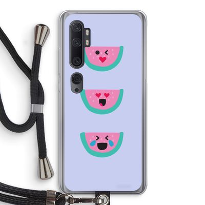 Smiley watermeloen: Xiaomi Mi Note 10 Transparant Hoesje met koord