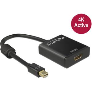 Delock 62611 DisplayPort-kabel Mini-displayport / HDMI Adapterkabel Mini DisplayPort-stekker, HDMI-A-bus 0.20 m Zwart Vergulde steekcontacten