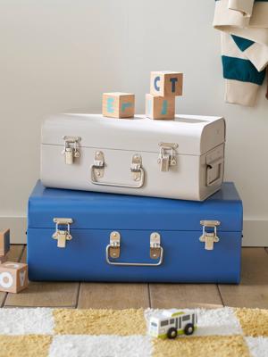 Set van 2 metalen koffers jeansblauw Set van 2 metalen koffers jeansblauw