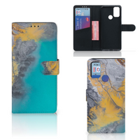 Alcatel 1S (2021) Bookcase Marble Blue Gold - thumbnail