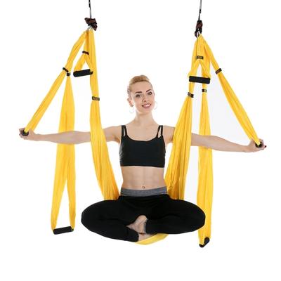 6 behandelt bodybuilding hand stand inelasticiteit luchtfoto yoga hangmat (geel)