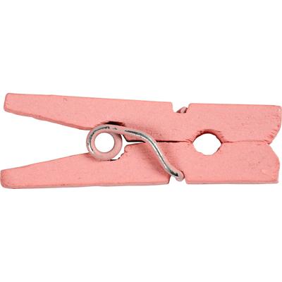 Creativ Company Mini wasknijpers, l: 25 mm, b: 3 mm, lichtrood, 36 stuk/ 1 doos