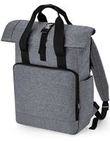 Atlantis BG118L Recycled Twin Handle Roll-Top Laptop Backpack - Grey-Marl - 30 x 44 x 14 cm