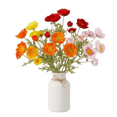 Boeket Kunstbloemen Klaprozen Poppy - H62 cm - 4 kleuren mix - 12x stelen kunstbloemen