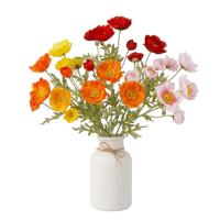 Boeket Kunstbloemen Klaprozen Poppy - H62 cm - 4 kleuren mix - 12x stelen kunstbloemen