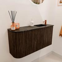 Toiletmeubel Mondiaz Joya Dlux | 81.6 cm | Meubelkleur Walnut | Faye wastafel Lava Wasbak Rechts | 1 kraangat
