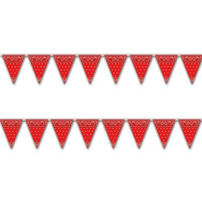 Boeren zakdoek vlaggenlijn - 2x - 366 cm - Cowboy western thema feestversiering - rood