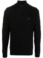 Polo Ralph Lauren pull en maille torsadée à col zippé - Noir