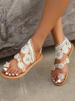 Casual Summer Plain Lace Slide Sandals - thumbnail