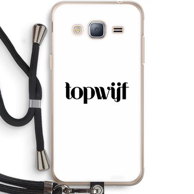 Topwijf Wit: Samsung Galaxy J3 (2016) Transparant Hoesje met koord