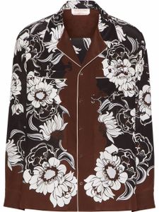 Valentino Garavani chemise imprimée à boutonnière devant - Marron