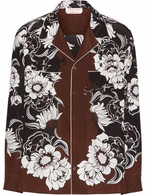 Valentino Garavani chemise imprimée à boutonnière devant - Marron