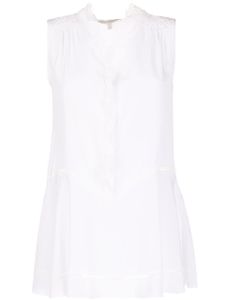 SHIATZY CHEN blouse sans manches en soie à volants - Blanc