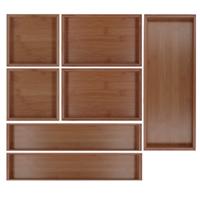 Lade bakjes/organiseer set - Tidy Smart - 7-delig - acacia hout - 40 x 60 cm - opbergsysteem