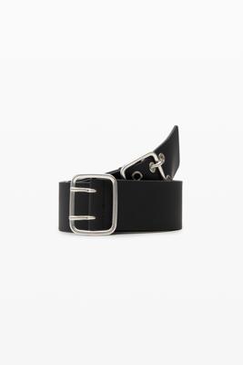 Leren riem met dubbele gesp - BLACK - 90