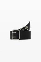 Leren riem met dubbele gesp - BLACK - 90