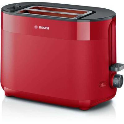 Broodrooster - BOSCH - TAT2M124 MyMoment - Rood - 2 sneetjes - automatische broodcentrering - functies voor ontdooien en opwarmen