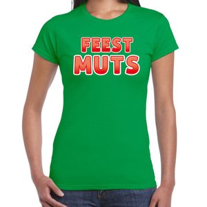 Verkleed t-shirt voor dames - Feest muts - groen/rood - carnaval