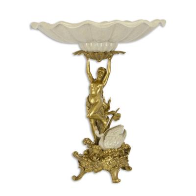 A BRONZE MOUNTED PORCELAIN FRUIT BOWL ON STAND