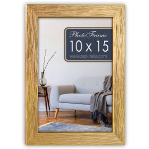 Houten fotolijst goud geschikt voor een foto van 10 x 15 cm