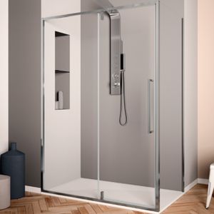 Douchecabine Lacus Murano Klapdeur 90x200 cm 6 mm Met Zijwand Helder Glas Chroom