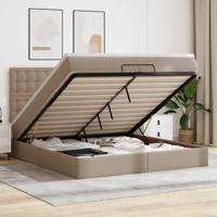 Ottoman bed met matrassen 200x200cm kunstleer cappuccinokleurig