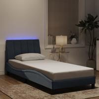 Bedframe met LED zonder matras "Hanko" fluweel donkergrijs 90x200 cm