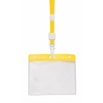 Badgehouders - 10x - geel - 11 x 58 cm - kunststof/plastic - keycord - naamkaarthouders