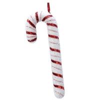 Kersthanger zuurstok - 34 cm - foam - glitters - kerstboomversiering - ornament - thumbnail