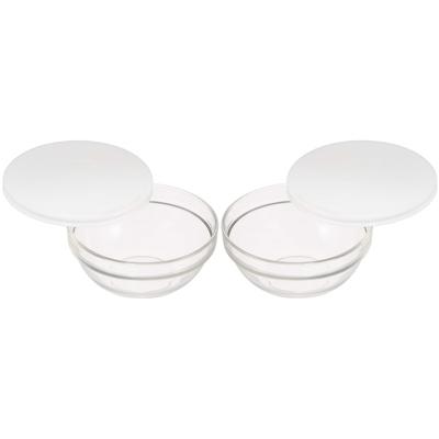 Luminarc Glazen schaal met deksel - 2x - D20 cm - salade en snacks - stapelbaar - vaatwasserbestendi Luminarc Glazen schaal met deksel - 2x - D20 cm - salade en snacks - stapelbaar - vaatwasserbestendi