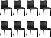 Set van 8 Zwarte leren moderne eetkamerstoelen Basic - poot vierkant zwart - Toledo Leer Nero (zwart leer)