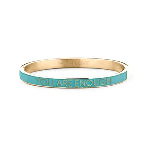 Key Moments 8KM BC0015 Stalen Bangle met Tekst You Are Enough One-size Goudkleurig / Blauw