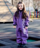 Waterproof Softshell Overall Comfy Purple Melange Jumpsuit - thumbnail