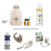 Biberonverwarming + 230 ml glazen fles + flesfles + Dosser Box met melk + Bib + doos Een lolly -doos