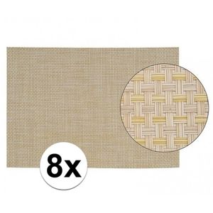 8x Placemats met geweven print beige 45 x 30 cm