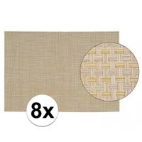 8x Placemats met geweven print beige 45 x 30 cm - thumbnail