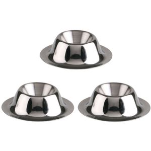 Eierdopjes - 6x - zilver - RVS /metaal - Dia 8 cm - brede onderzijde