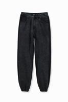 Jogger jeans met bloemen - BLACK - 34 - thumbnail