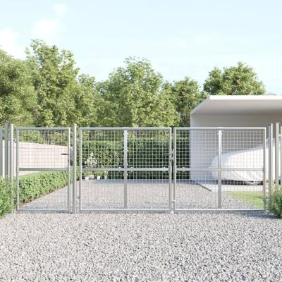Tuinpoort 400x175 cm gaas en gegalvaniseerd staal zilverkleurig