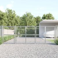 Tuinpoort 400x175 cm gaas en gegalvaniseerd staal zilverkleurig