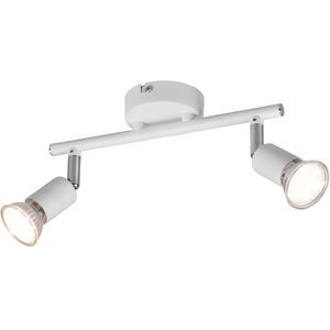 LED Plafondspot - Trion Pamo - GU10 Fitting - 2-lichts - Rond - Mat Wit - Aluminium