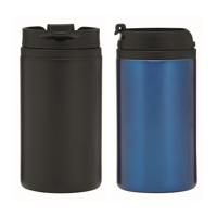 Set van 2x Thermosbekers - warmhoud bekers - zwart en blauw - 290 ml - Isolerende drinkbekers Set van 2x Thermosbekers - warmhoud bekers - zwart en blauw - 290 ml - Isolerende drinkbekers