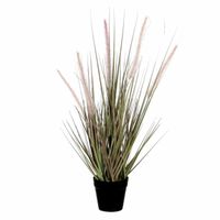 Groene Dogtail/siergras kunstplant 53 cm in zwarte pot   -