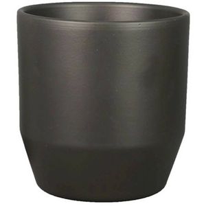 Bela Arte Bloempot/plantenpot - keramiek - mat antraciet - D17.5/H16 cm - Plantenpotten