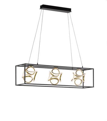 Fischer & Honsel Design hanglampGesa zwart met goud - 60404