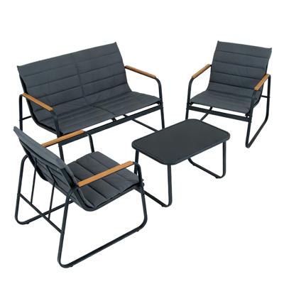 4-delige Tuinmeubelset Met Beklede Terrasstoelen En Salontafel Van Veiligheidsglas