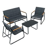 4-delige Tuinmeubelset Met Beklede Terrasstoelen En Salontafel Van Veiligheidsglas