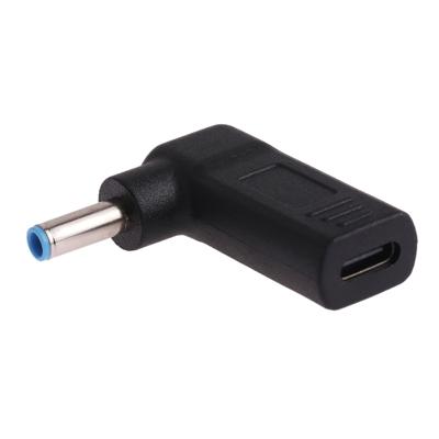 USB-C/type-C female naar 4 5 x 3.0 mm male plug elleboog adapter connector (blauw)