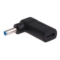 USB-C/type-C female naar 4 5 x 3.0 mm male plug elleboog adapter connector (blauw)